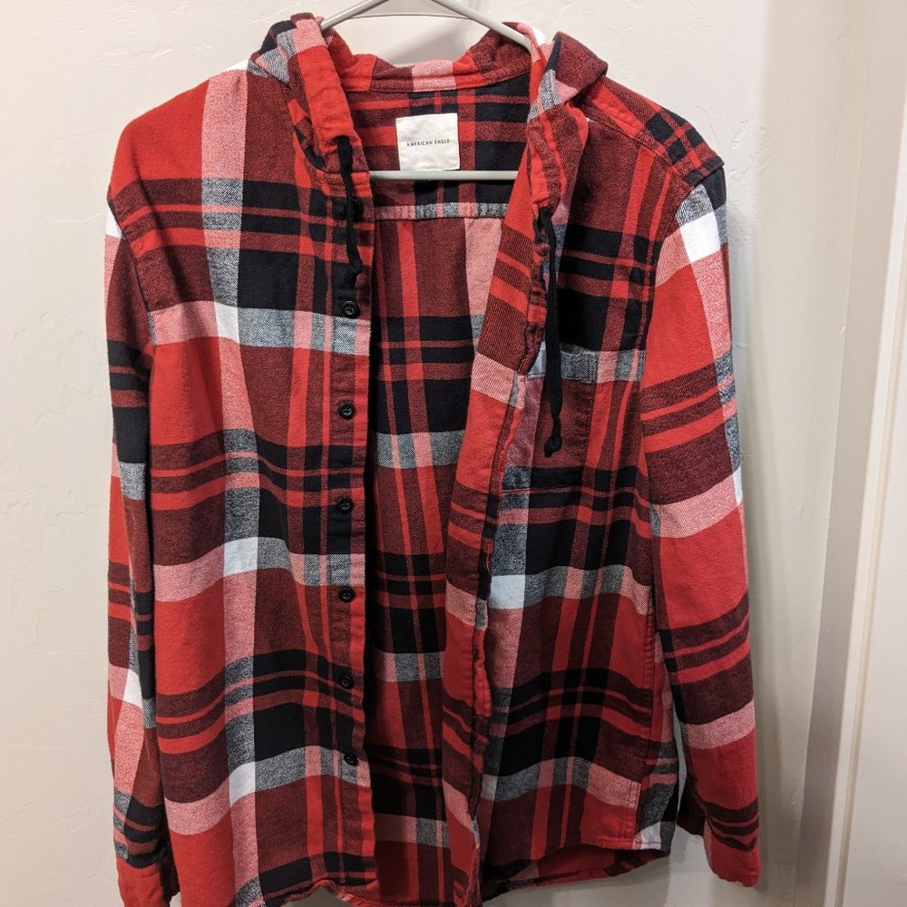 American Eagle hooded flannel
